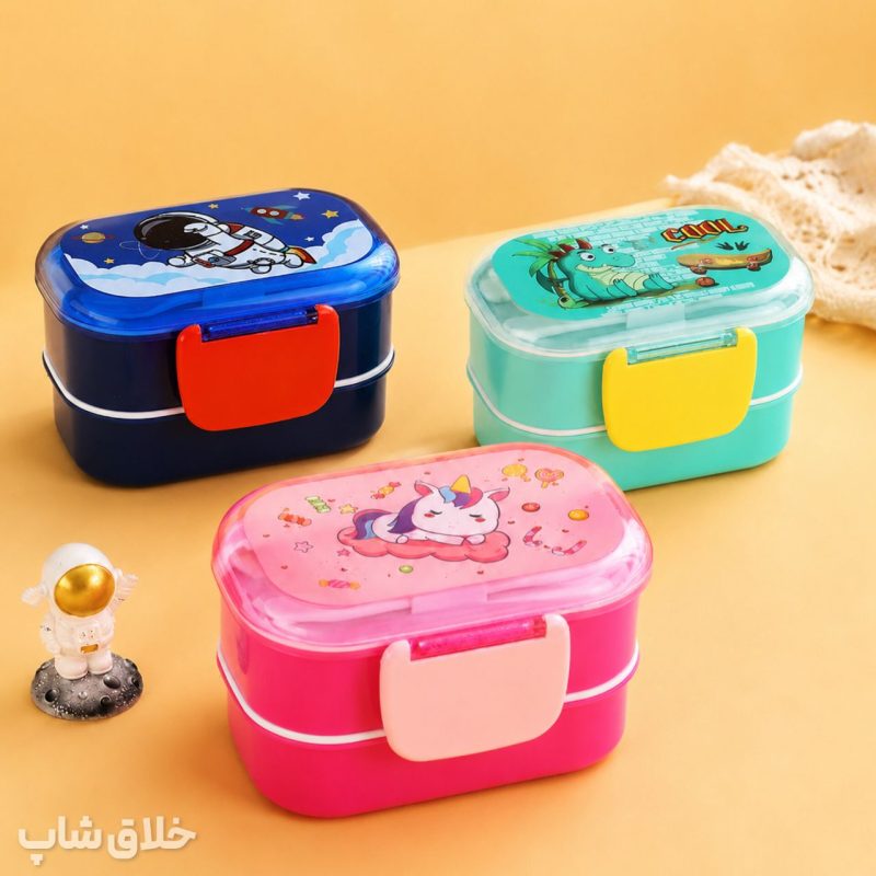 ظرف غذای مهد کودک و مدرسه عروسکی + قاشق چنگال مایکروویو