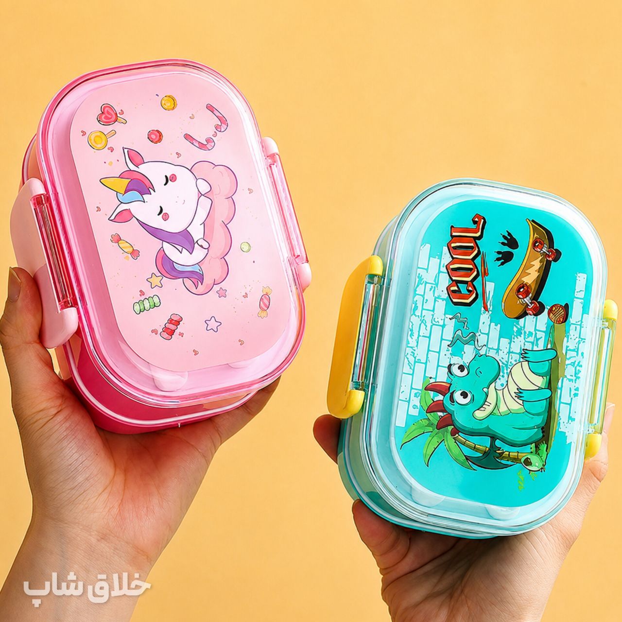 ظرف غذای مهد کودک و مدرسه عروسکی + قاشق چنگال مایکروویو