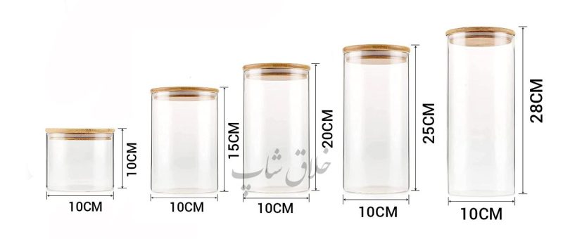 ست کامل بانکه شیشه ای و جا حبوباتی درب بامبو