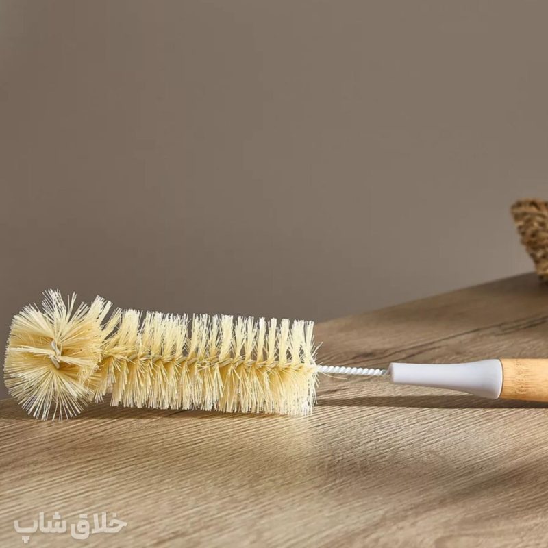 فرچه شستشو بطری و داخل ظروف دسته چوبی مدل WS_3033_C