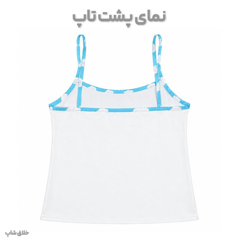 لباس خواب زنانه ساتن سفید آبی آسمانی (تاپ-شلوار-کش مو)