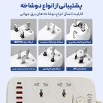 شارژر USB و TYPEC فست شارژ چندراهی برق 2500W