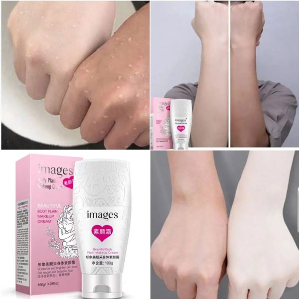 سفید کننده فوری پوست کرم سفید کننده فوری و آبرسان بدن IMAGES BODY PLAIN MAKEUP CREAM