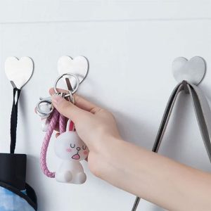 آویز دیواری استیل طرح قلب 3 عددی