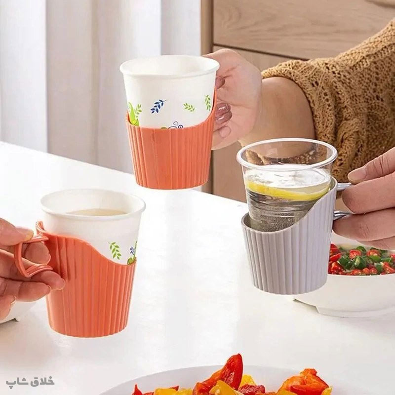 کاپ هولدر و نگهدارنده لیوان یکبارمصرف دسته دار 2 عددی 1 هولدر لیوان کاغذی و پلاستیکی ، کاپ هولدر