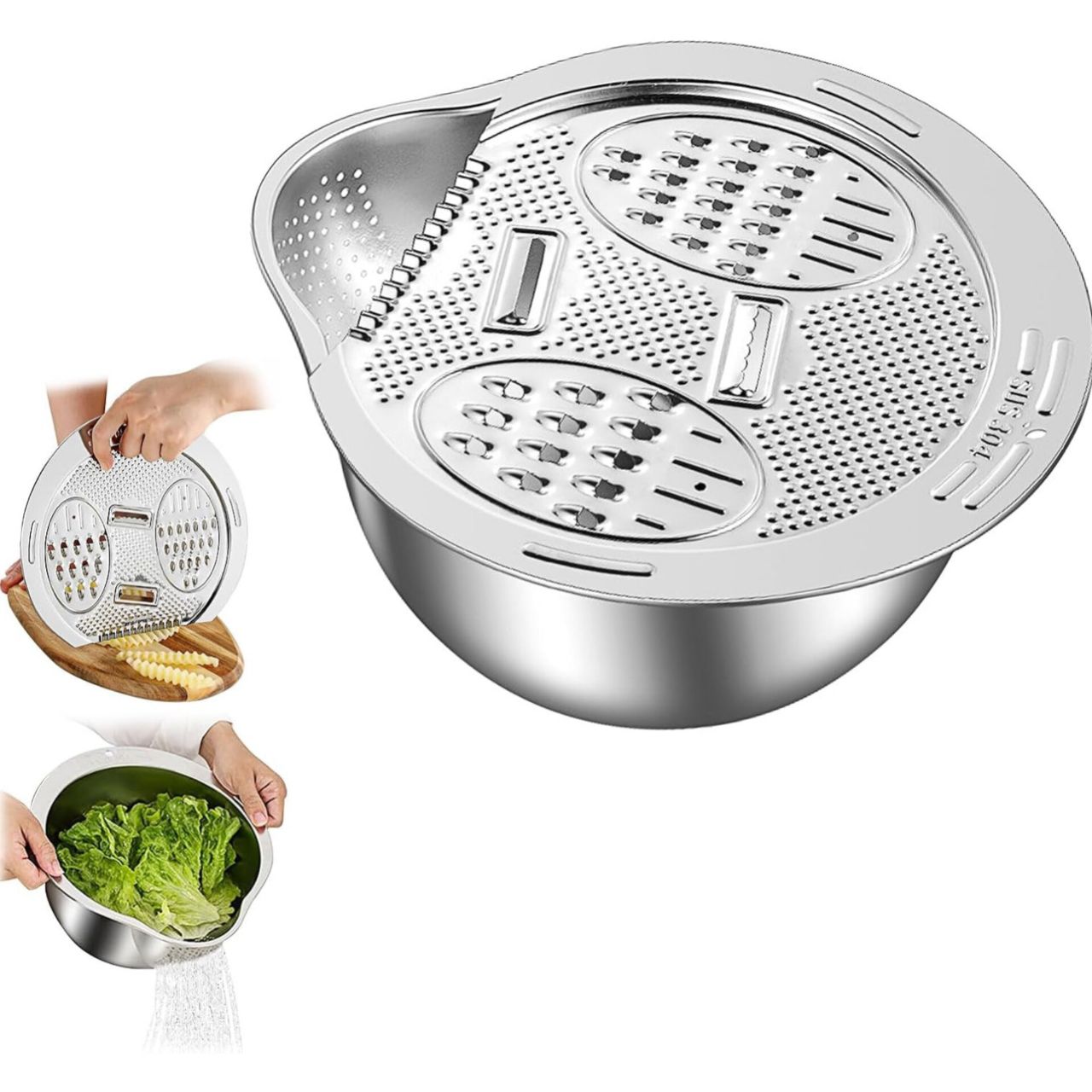 رنده و لگن آبکش دار 9 کاره استیل