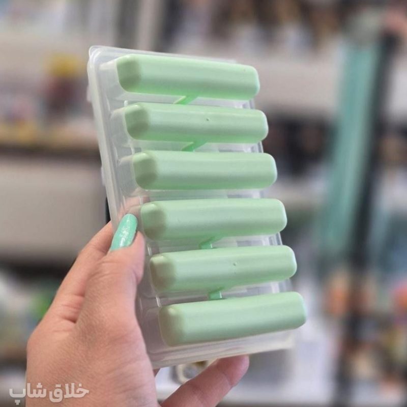 قالب یخ قلمی سیلیکونی درب دار مناسب ژله و یخ 6 تایی
