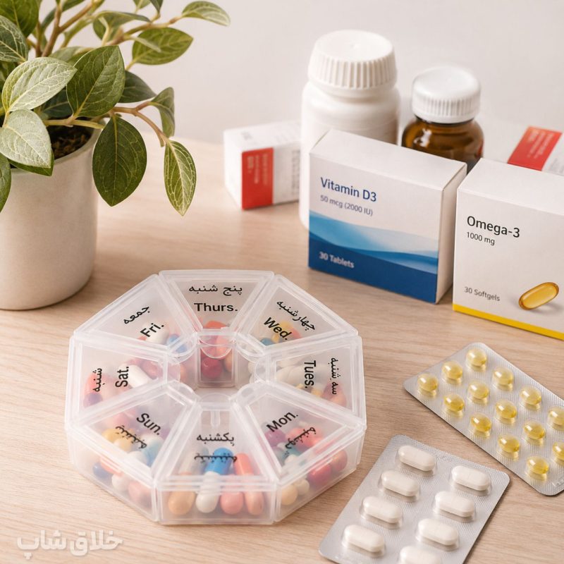 جعبه یادآور قرص و ظرف نگهدارنده دارو هفتگی 7 خانه