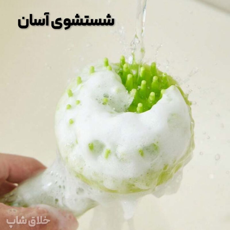 براش و لیف سیلیکونی دسته دار (براش مخرن دار موی سر و پت خانگی)