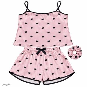لباس خواب زنانه ساتن-تاپ شورتک+کش مو