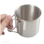 لیوان استیل سفری دسته تاشو