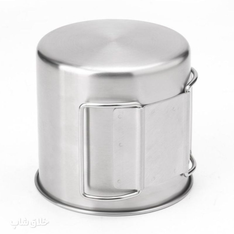 لیوان استیل سفری دسته تاشو