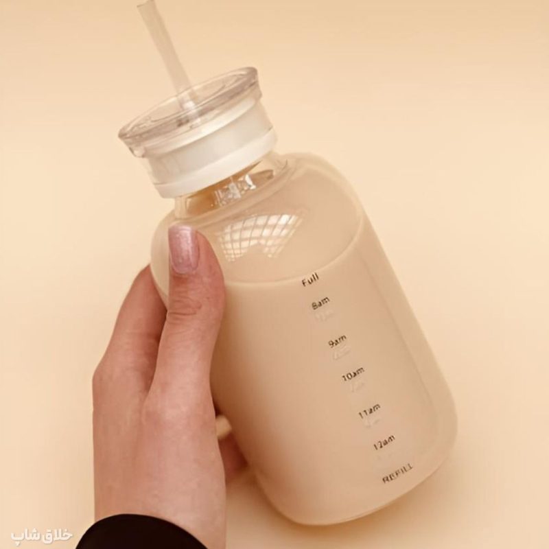 بطری پیرکس نی دار-ماگ اسموتی ساز نشکن دو درب 500ML