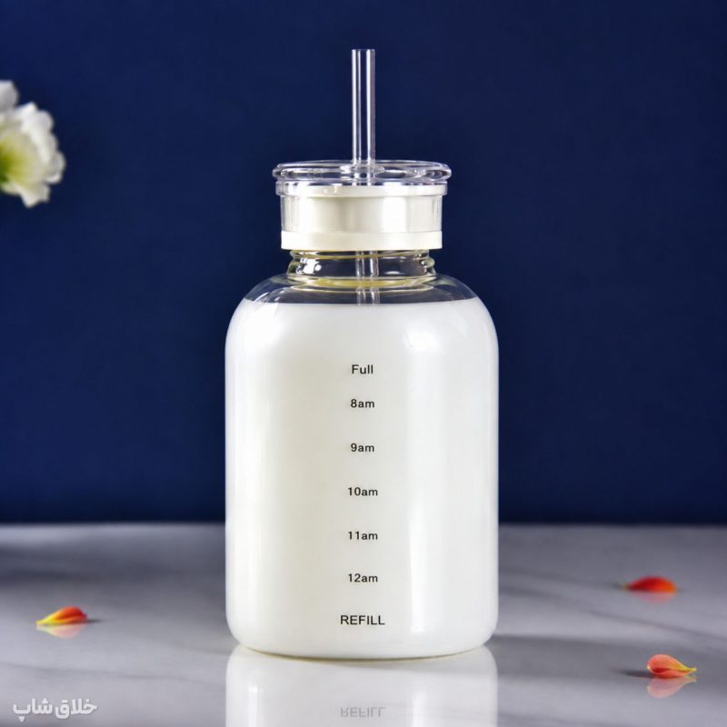 بطری پیرکس نی دار-ماگ اسموتی ساز نشکن دو درب 500ML