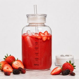 بطری پیرکس نی دار-ماگ اسموتی ساز نشکن دو درب 500ML