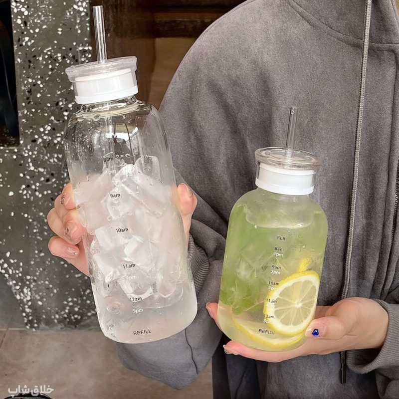 بطری پیرکس نی دار-ماگ اسموتی ساز نشکن دو درب 500ML