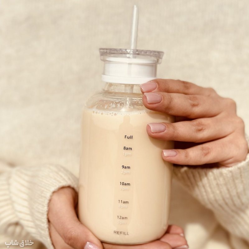 بطری پیرکس نی دار-ماگ اسموتی ساز نشکن دو درب 300ML