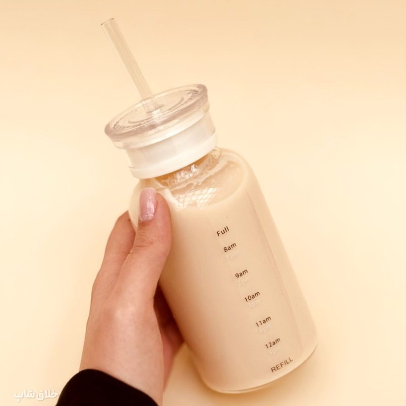 بطری پیرکس نی دار-ماگ اسموتی ساز نشکن دو درب 300ML