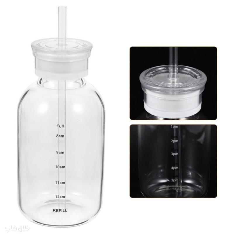 بطری پیرکس نی دار-ماگ اسموتی ساز نشکن دو درب 300ML