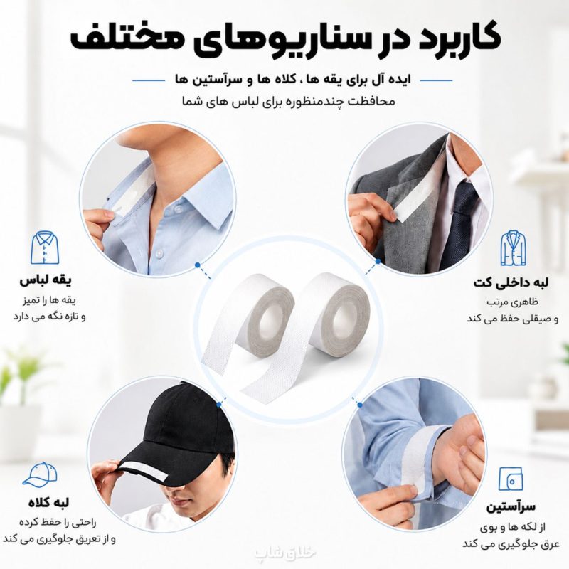 نوار عرق گیر دور یقه پشت چسب دار (پد عرقگیر یقه)