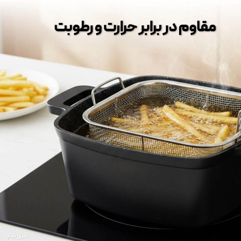 صافی توری سرخ کن استیل و سبد آبکش دسته تاشو مدل
