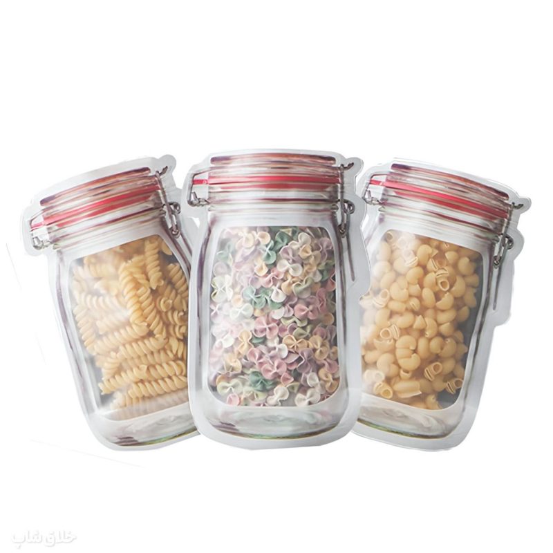 زیپ کیپ ادویه حبوبات و آجیل طرح شیشه 3 عددی سایز SMALL
