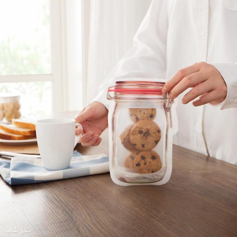 زیپ کیپ ادویه حبوبات و آجیل طرح شیشه 3 عددی سایز SMALL