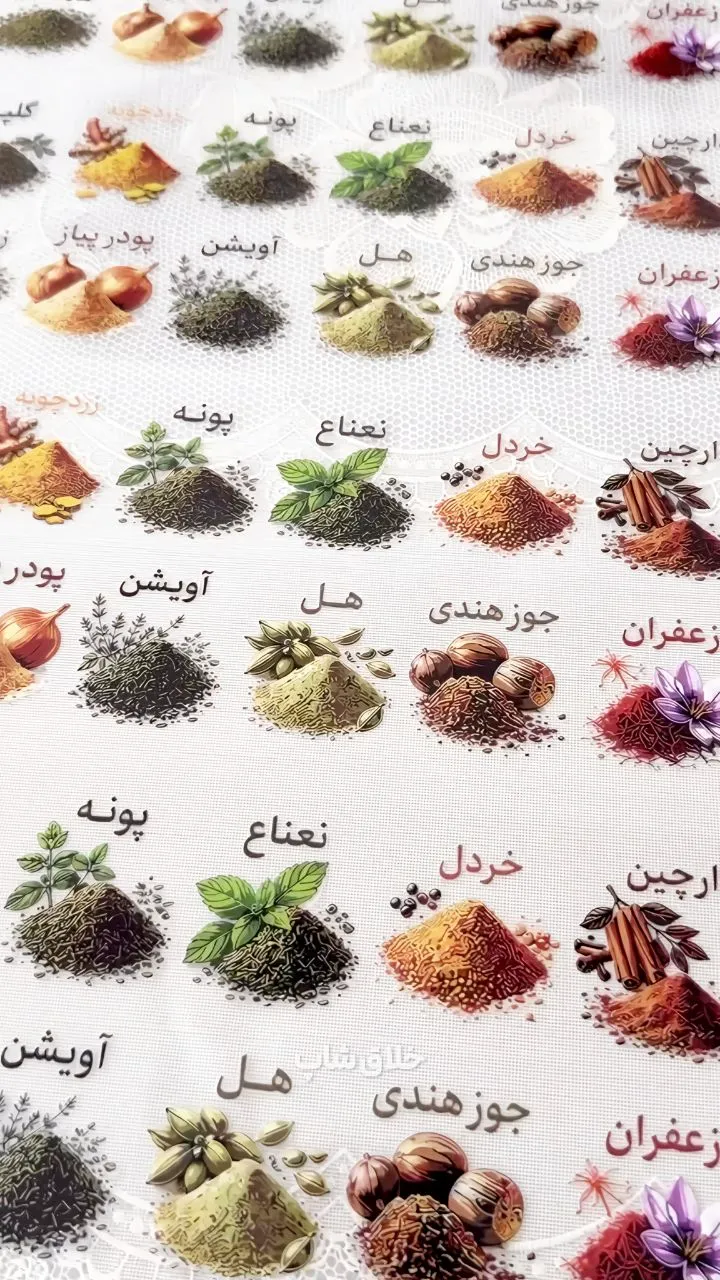 لیبل ادویه عکس دار-برچسب ادویه شفاف رنگی 26 عددی